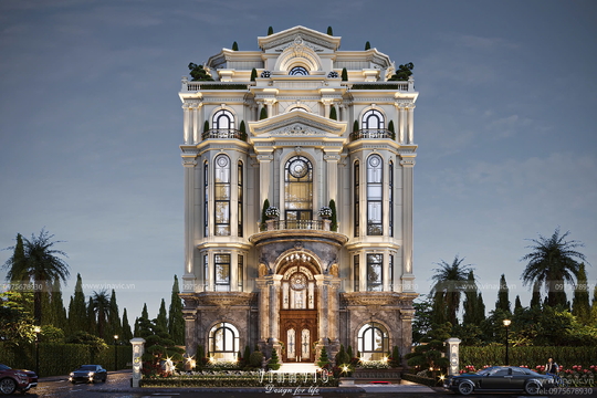 Thiết kế biệt thự phố Tân Cổ Điển châu Âu Đẳng Cấp 6 tầng 14x18m BT2420