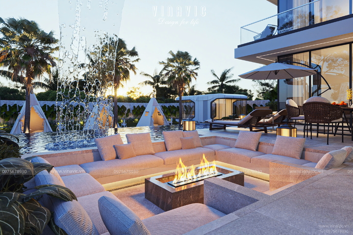 Biệt thự nghỉ dưỡng Hòa Bình 2 tầng hiện đại 17x14m BT2423