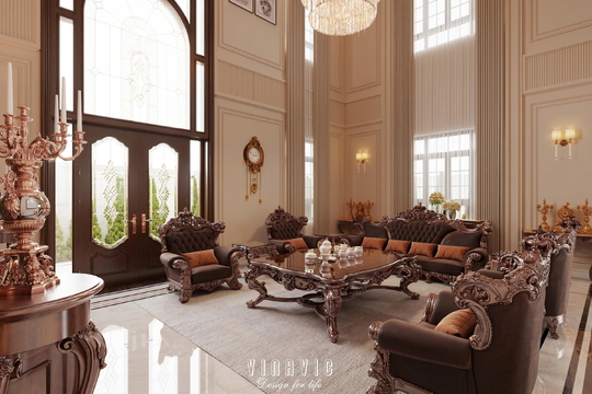 Mẫu nội thất biệt thự tân cổ điển 6 tầng 9x19m (CĐT Mr Toàn - Bắc Ninh) NT2351