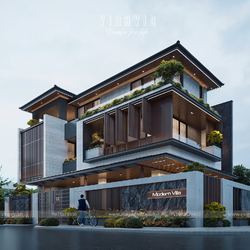 Mẫu biệt thự 3 tầng hiện đại góc 2 mặt tiền 200m2 (10x20m) BT2424