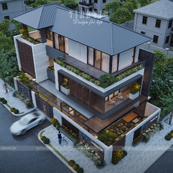 Mẫu biệt thự 3 tầng hiện đại góc 2 mặt tiền 200m2 (10x20m) BT2424