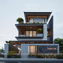 Mẫu biệt thự 3 tầng hiện đại góc 2 mặt tiền 200m2 (10x20m) BT2424