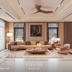 Nội thất biệt thự 3 tầng hiện đại 9x24m (CĐT Mr Tình - Nghệ An) NT2353