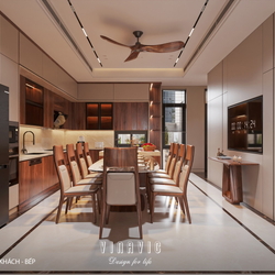 Nội thất biệt thự 3 tầng hiện đại 9x24m (CĐT Mr Tình - Nghệ An) NT2353