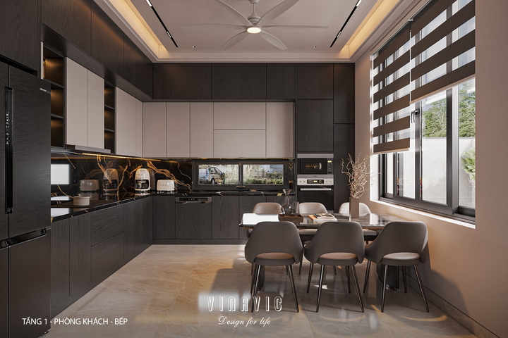 Nội thất biệt thự 2 tầng hiện đại 11x11m (CĐT Mr Minh - Hải Dương) NT2356