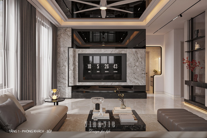 Nội thất biệt thự 2 tầng hiện đại 11x11m (CĐT Mr Minh - Hải Dương) NT2356