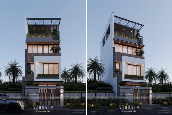 Mẫu nhà phố 4 tầng đẹp hiện đại 6x15m 4 phòng ngủ 90m2 NP2357