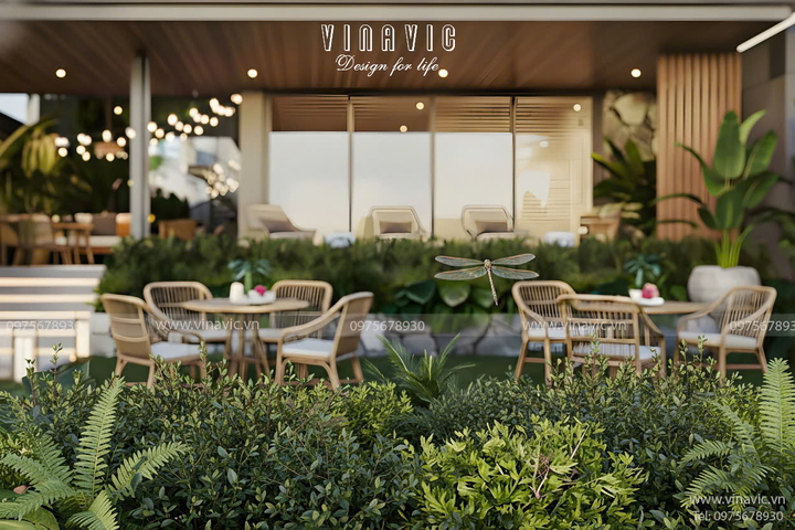 Thiết kế biệt thự 3 tầng hiện đại 11x36m kinh doanh Tropicana Coffe House BT2425