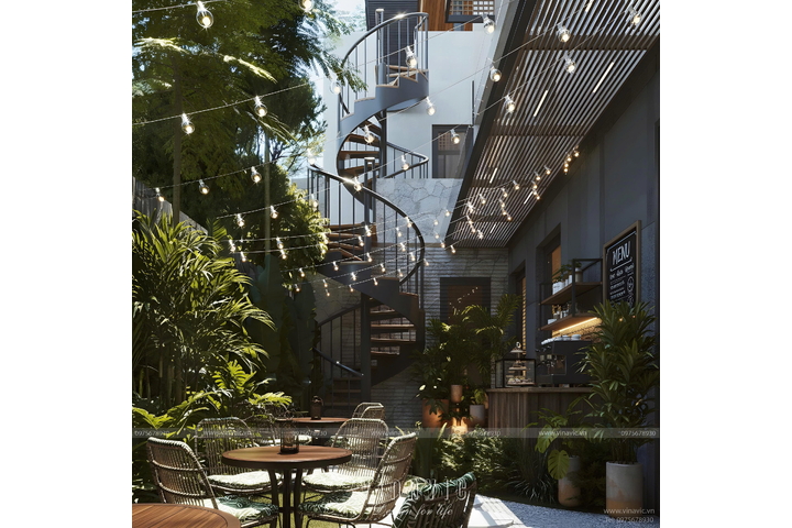 Thiết kế biệt thự 3 tầng hiện đại 11x36m kinh doanh Tropicana Coffe House BT2425