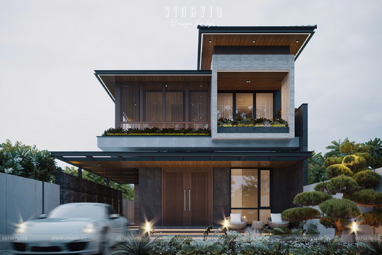 Mẫu biệt thự 2 tầng 4 phòng ngủ hiện đại 187m2 mặt tiền 11m x sâu 17m BT2425