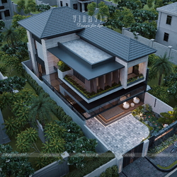 Mẫu biệt thự 2 tầng 4 phòng ngủ hiện đại 187m2 mặt tiền 11m x sâu 17m BT2425