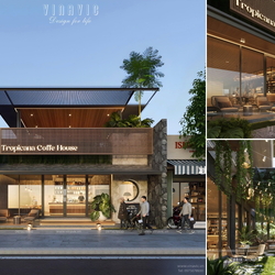 Thiết kế biệt thự 3 tầng hiện đại 11x36m kinh doanh Tropicana Coffe House BT2425