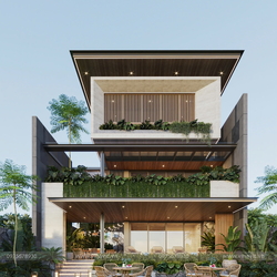 Thiết kế biệt thự 3 tầng hiện đại 11x36m kinh doanh Tropicana Coffe House BT2425