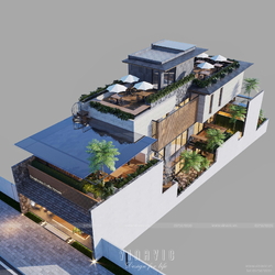 Thiết kế biệt thự 3 tầng hiện đại 11x36m kinh doanh Tropicana Coffe House BT2425