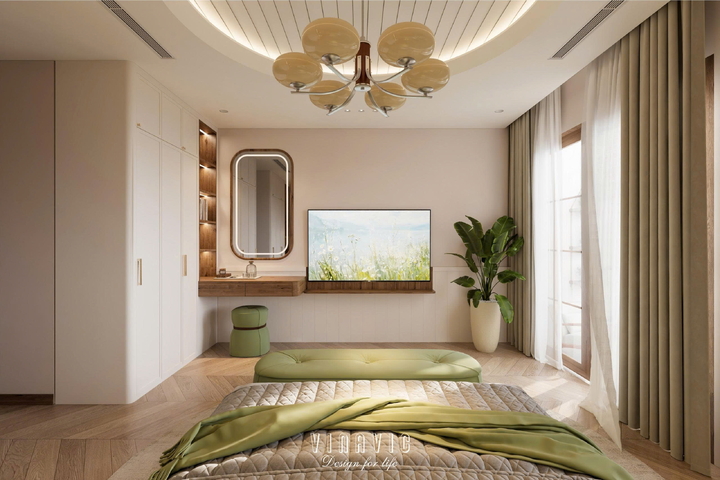 Thiết kế nội thất nhà phố đẹp 4 tầng 5x20m (CĐT Mrs Huyền - Ecopark) NT2358