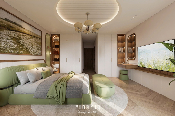 Thiết kế nội thất nhà phố đẹp 4 tầng 5x20m (CĐT Mrs Huyền - Ecopark) NT2358