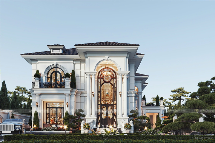 Thiết kế biệt thự tân cổ điển 2 tầng 680m2 (20x34m) 4 phòng ngủ BT2427