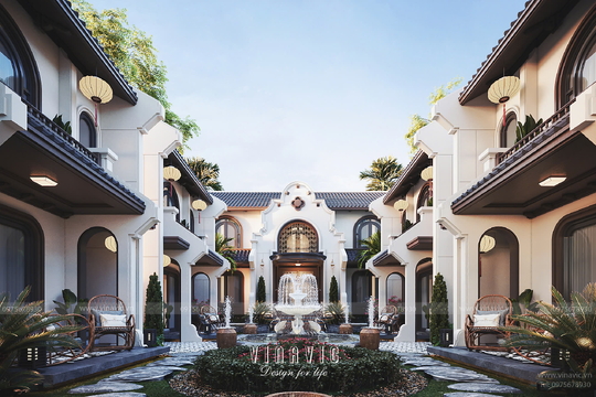 Biệt thự Nghỉ Dưỡng Indochine Phong Cách Đông Dương Hoài Cổ 22x23m BT2428