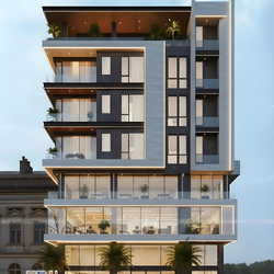 Mẫu thiết kế nhà nghỉ 7 tầng kinh doanh hiện đại 9x17m(153m2) BT2429