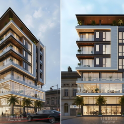 Mẫu thiết kế nhà nghỉ 7 tầng kinh doanh hiện đại 9x17m(153m2) BT2429