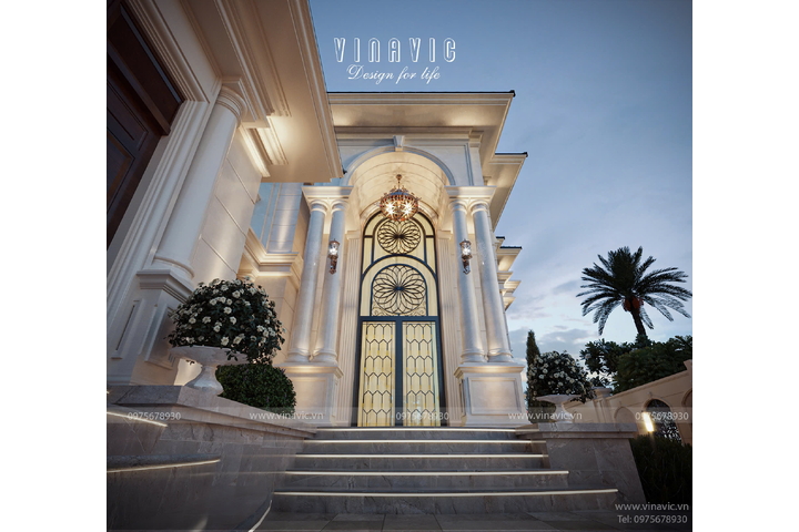 Biệt thự 2 tầng phong cách tân cổ điển mái nhật 4 phòng ngủ 17mx10m BT2430