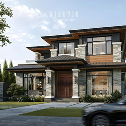 Mẫu biệt thự mái nhật hiện đại 2 tầng 5 phòng ngủ 13x15m BT2432