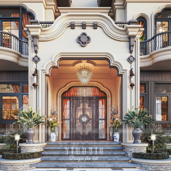 Mẫu thiết kế biệt thự 2 tầng Tân cổ điển Á Đông mái Nhật 16x13m  BT2431