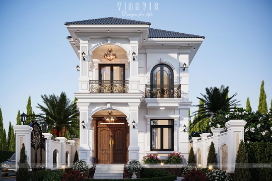 Biệt thự tân cổ điển 2 tầng 2 mặt tiền 9x17m mái nhật 4 phòng ngủ BT2433