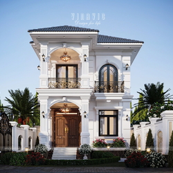 Biệt thự tân cổ điển 2 tầng 2 mặt tiền 9x17m mái nhật 4 phòng ngủ BT2433