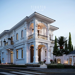 Biệt thự tân cổ điển 2 tầng 2 mặt tiền 9x17m mái nhật 4 phòng ngủ BT2433