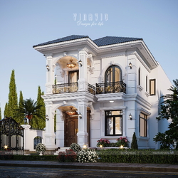 Biệt thự tân cổ điển 2 tầng 2 mặt tiền 9x17m mái nhật 4 phòng ngủ BT2433