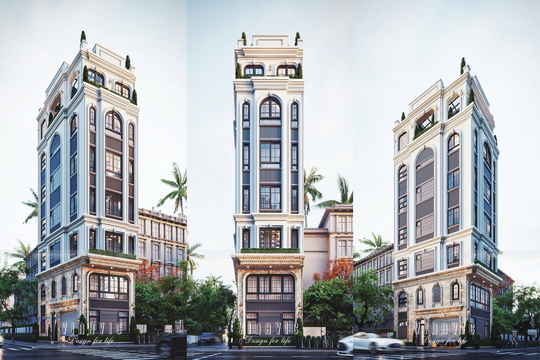 Thiết kế nhà phố 2 mặt tiền Tân Cổ Điển 6 tầng 1 tum 6x9m NP2358