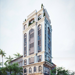 Thiết kế nhà phố 2 mặt tiền Tân Cổ Điển 6 tầng 1 tum 6x9m NP2358