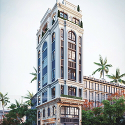 Thiết kế nhà phố 2 mặt tiền Tân Cổ Điển 6 tầng 1 tum 6x9m NP2358