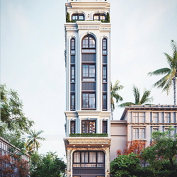 Thiết kế nhà phố 2 mặt tiền Tân Cổ Điển 6 tầng 1 tum 6x9m NP2358