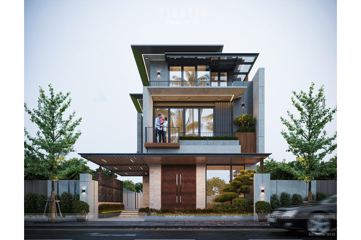 Biệt thự hiện đại 3 tầng mái nhật 150m2 6 phòng ngủ 10x15m BT2435