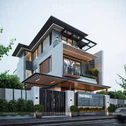 Biệt thự hiện đại 3 tầng mái nhật 150m2 6 phòng ngủ 10x15m BT2435