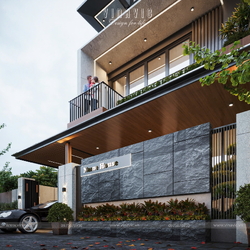 Biệt thự hiện đại 3 tầng mái nhật 150m2 6 phòng ngủ 10x15m BT2435