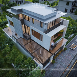 Biệt thự hiện đại 3 tầng mái nhật 150m2 6 phòng ngủ 10x15m BT2435