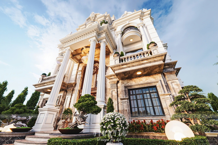 Biệt thự tân cổ điển 1 trệt 2 lầu 1 áp mái 530m2 (23x23m) BT2436
