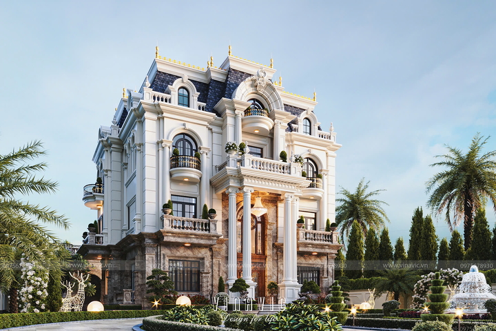 Biệt thự tân cổ điển 1 trệt 2 lầu 1 áp mái 530m2 (23x23m) BT2436
