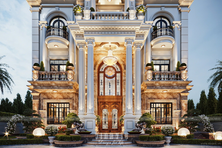Biệt thự tân cổ điển 1 trệt 2 lầu 1 áp mái 530m2 (23x23m) BT2436