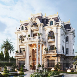 Biệt thự tân cổ điển 1 trệt 2 lầu 1 áp mái 530m2 (23x23m) BT2436