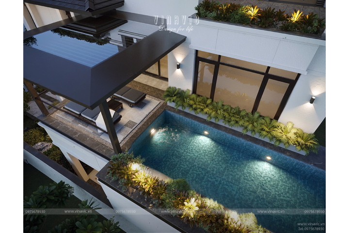 Mẫu thiết kế nhà biệt thự 3 tầng hiện đại 140m2 5 phòng ngủ BT2434