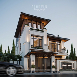 Mẫu thiết kế nhà biệt thự 3 tầng hiện đại 140m2 5 phòng ngủ BT2434