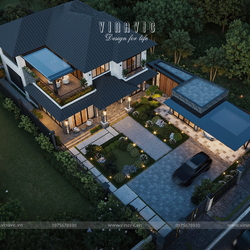 Mẫu thiết kế biệt thự 2 tầng không gian mở hiện đại 13x15m BT2438