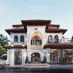 Mẫu biệt thự địa trung hải đẹp 2 tầng 1 tum 143m2 (13x11m) BT2440