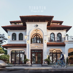 Mẫu biệt thự địa trung hải đẹp 2 tầng 1 tum 143m2 (13x11m) BT2440