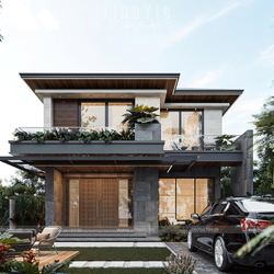 Mẫu thiết kế biệt thự 2 tầng mái nhật​ 4 phòng ngủ 9x16m BT2441