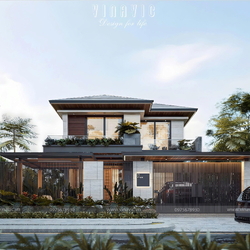 Mẫu thiết kế biệt thự 2 tầng mái nhật​ 4 phòng ngủ 9x16m BT2441